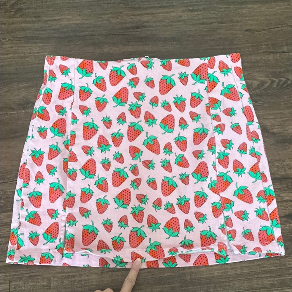 Strawberry Print Pink Skirt